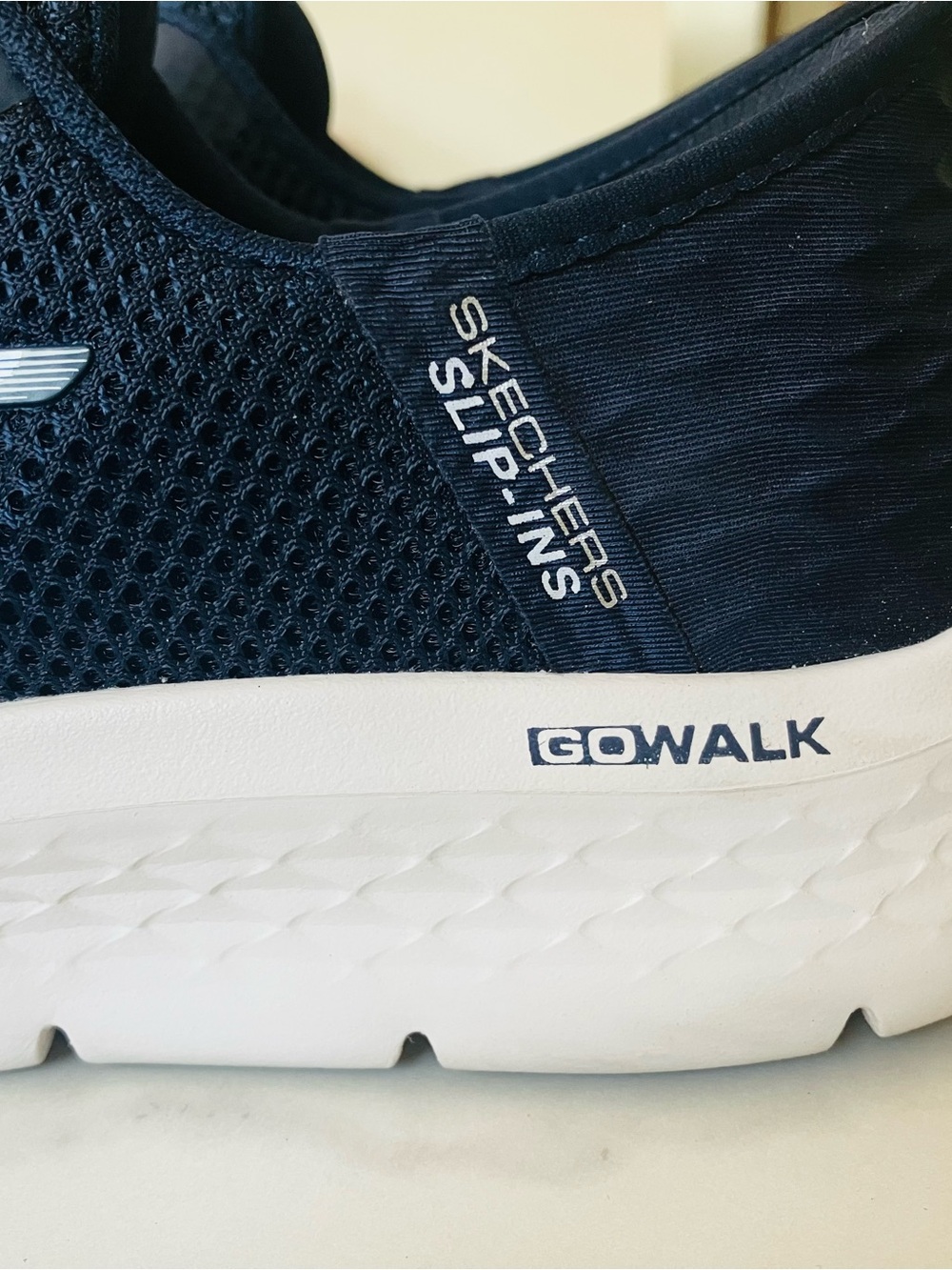 Skechers Navy and White GOwalk Slip-On Mesh Sneakers, 8.5 - Picture 5 of 5
